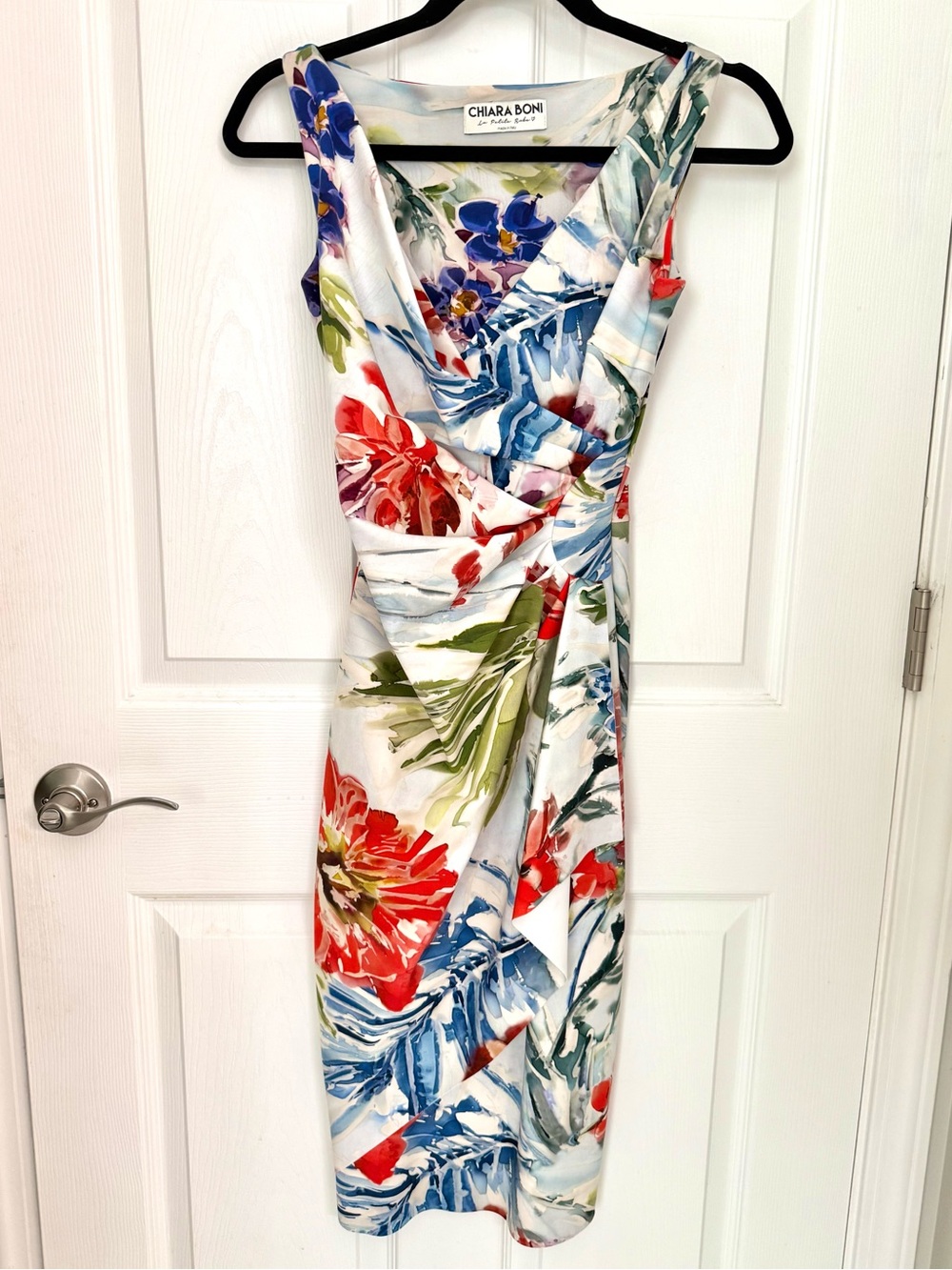 Sz 2 | Chiara Boni Watercolor Floral Ruched Midi Dress